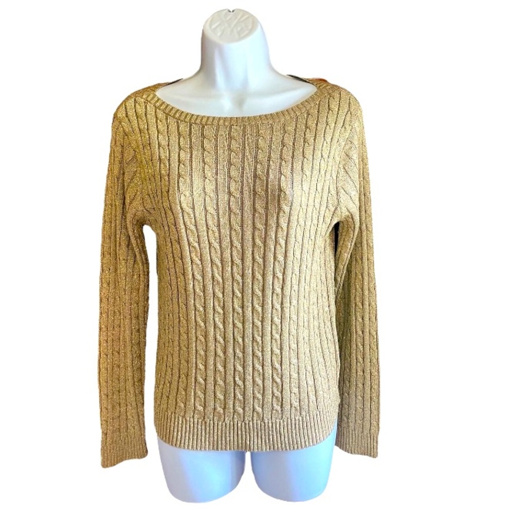 Ralph Lauren Women's Gold Cable Knit Sweater